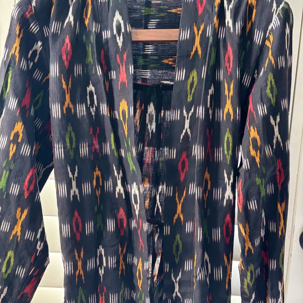 Leisure Life NYC Patterned Open Cardigan tie Aztec print chest 46‎ in
